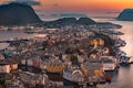 View of Alesund at sunset Royalty Free Stock Photo