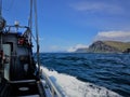 View of the Aleutian Islands from the deck of a gillnetter.