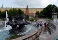 A view of the Alexander Garden and the sculpture group of four horses `The Times of the Year` on Manege Square