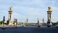 View on Alexander III bridge, Museum of Contemporary Art and Dome of Les Invalides in Paris in France. Royalty Free Stock Photo