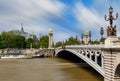 View of Alexander the III bridge in Paris, France. Royalty Free Stock Photo
