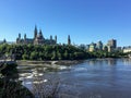 A view from the Alexandra Bridge on a beautiful sunny summer day of Parliament hill, the Supreme Court of Canada Royalty Free Stock Photo