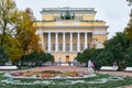 View of the Alexandrinsky Theater building, built in 1832 in the Empire style, architect Carl Rossi, landmark