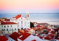 View of Alfama at sunset, Lisbon, Portugal