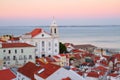 View of Alfama at sunset, Lisbon, Portugal