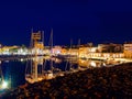 View of alghero at night. A beautiful city vibrant. Sardinia, Italy