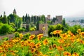 View of Alhambra from Generalife gardens, Granada, Spain Royalty Free Stock Photo