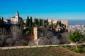 View of the Alhambra from Generalife Gardens Royalty Free Stock Photo