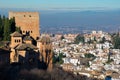 View of the Alhambra and Granada city from Generalife Gardens Royalty Free Stock Photo