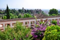 View of Alhambra palace from Generalife gardens, Granada, Spain Royalty Free Stock Photo