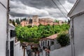 View of the alhambra from the street in albaicin in granada Royalty Free Stock Photo