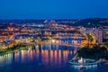 View of the Allegheny River at night, from Mount Washington, in Pittsburgh, Pennsylvania Royalty Free Stock Photo