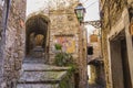 View of an alley in Apricale Imperia, Liguria, Italy