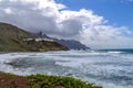 View of Almacigo village, Canary island, Spain. The town in the north of Tenerife. Mountain green landscape with small houses Royalty Free Stock Photo