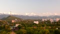 View of Almaty Tower and Tien Shan mountains. Almaty. Kazakhstan