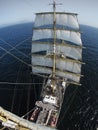 View from aloft on a squarerigger or traditional sailing vessel Royalty Free Stock Photo