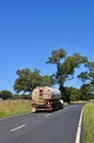 A tanker drives though the countryside in western New South Wales