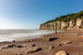 A view along the beach towards the cliffs, at Pett Level in East Sussex