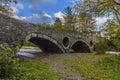 A view along the bridge over the river Teifi at Cenarth, Wales Royalty Free Stock Photo