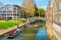 View along Cam River. Cambridge, England Royalty Free Stock Photo