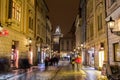 View along Celetna Street in Prague at Night