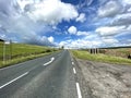 View along the A6068 Colne to Cowling road, on a cloudy day near, Cowling, Keighley, UK