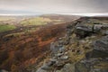 View along Curbar towards Baslow's Edge in Peak District Royalty Free Stock Photo