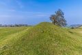 A view along the eastern ramparts of the Iron Age Hill fort remains at Burrough Hill in Leicestershire, UK Royalty Free Stock Photo