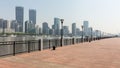 View along the empty waterfront promenade of the Bund Royalty Free Stock Photo