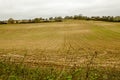 View along the furrows of a ploughed field in the Autumn near Basingstoke Royalty Free Stock Photo