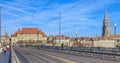 View along the Kirchenfeldbrucke bridge in Bern Royalty Free Stock Photo