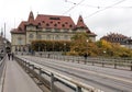 View along the Kirchenfeldbrucke bridge in Bern Royalty Free Stock Photo