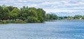 Lush shore of a lake in Massachusetts Royalty Free Stock Photo
