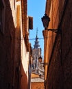 Narrow Street View of Toledo Cathedral, Spain Royalty Free Stock Photo