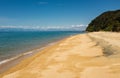 A view along one of the many golden beaches at the incredibly beautiful Able Tasman National Park, South Island, New Zealand Royalty Free Stock Photo
