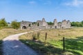 A view along the path towards the ruins of Grace Dieu Priory in Leicestershire, UK