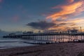 A view along the pier at Worthing, Sussex at sunset Royalty Free Stock Photo