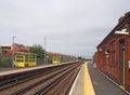 View along the platform at Hall Road Railway Station in Southport Merseyside