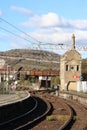 Railway track and infrastructure, Carnforth, UK Royalty Free Stock Photo