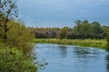 A view along the River Itchen towards the Hockley viaduct at Winchester, UK Royalty Free Stock Photo