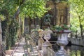 View along row of stone urns to Fontaine de Medici, Jardin de Luxembourg, Paris Royalty Free Stock Photo