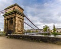 A view along the side of the Portland Street Suspension Bridge in Glasgow Royalty Free Stock Photo