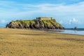 A view along the South Beach of Saint Catherine`s Island in Tenby, Pembrokeshire Royalty Free Stock Photo