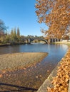 View along the Tamega river city park in Chaves, Portugal Royalty Free Stock Photo