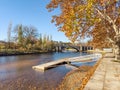 View along the Tamega river city park in Chaves, Portugal Royalty Free Stock Photo