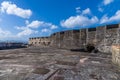 A view along the wall of the upper battlements in of the Castle of San Cristobal, San Juan, Puerto Rico Royalty Free Stock Photo