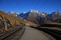 View from Alp Grum, curved track of the Bernina railway