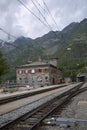 View of Alpe Grum train station sign