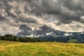 View of the Alpe Siusi with the massif of the Sasso Lungo. HDR photo Royalty Free Stock Photo