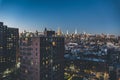 View from Alphabet City to Midtown Manhattan in NYC in the evening. Skyline of Manhattan Royalty Free Stock Photo